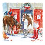 Christmas Card Pack - 4 Cards - Xmas at the Stables Horse - Ling Design