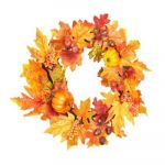 Autumn Pumpkin Maple Leaf Artificial Wreath - 40cm - Sincere
