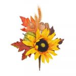 Autumn Sunflower Pumpkin Artificial Flower Spray - 35cm - Sincere