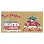 Christmas Card Pack - 12 Cards 2 Designs Driving Home Recyclable - Eurowrap