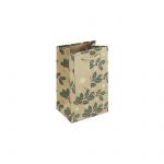 Christmas Holly Gold Kraft Small Gift Bag - 100% Recyclable - Eurowrap 12.5x20x9cm