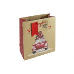 Christmas Driving Home Kraft Medium Gift Bag - 100% Recyclable - Eurowrap 21x25x10cm