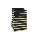 Blue & Gold Glitter Stripe Small Gift Bag - Eurowrap 12.5x20x9cm
