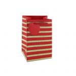 Red & Gold Glitter Stripe Small Gift Bag - Eurowrap 12.5x20x9cm