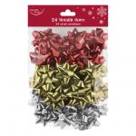 Christmas Gift Wrapping Bows - 48 pack - Metallic Red Gold Silver - Eurowrap