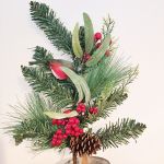 Christmas Robin Mixed Pine & Berry Spray - Artificial - Sage Decor