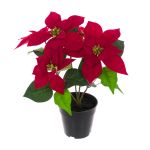 Poinsettia Red Potted - Artificial - 43cm - Floralsilk