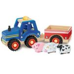 Wooden Tractor & Trailer with Animals - Boxed