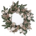 Pine With Gold Eucalyptus Round Wreath Artificial Faux Decoration - Gisela Graham