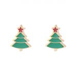 Christmas Tree Stud Earrings Green - Boxed - Snazzy Santa