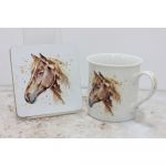 Horse Mug & Coaster Set Equestrian Country Life Fine China - Boxed