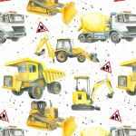 Construction Digger Truck Wrapping Paper 2 Sheets & Tags - Arty Penguin