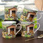 Farmhouse Tractor Horse Fine China Mug Gift Set - Set of 4 - Lesser & Pavey