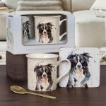 Collie Sheepdog Dog Mug & Coaster Set Man's Best Friend Fine China - Boxed