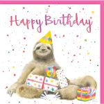 Birthday Card - Sloth Prezzies - Arty Penguin