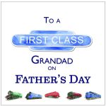 Fathers Day Card - Grandad Steam Train First Class - Arty Penguin