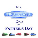 Fathers Day Card - Dad Steam Train First Class - Arty Penguin