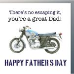 Fathers Day Card - Dad Motorbike - Arty Penguin