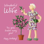 Birthday Card - Wonderful Wife Rose Bush - One Lump Or Two