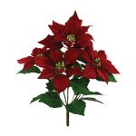 Poinsettia Red Velvet Bush - Artificial - 5 Flowers 45cm - Floralsilk