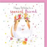 Birthday Card - Special Friend - Guinea Pig - Arty Penguin