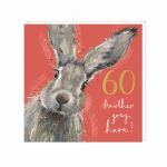 60th Birthday Card - Hare Animal Antics - Adelene Fletcher Art Beat