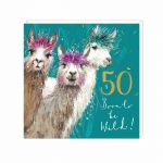 50th Birthday Card - Alpaca Animal Antics - Adelene Fletcher Art Beat