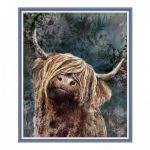 Dougie - Highland Longhorn Cow - 64cm Wall Art Canvas Framed - Charlotte Oakley