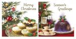 Christmas Card Pack - 12 Cards 2 Designs Mince Pies Xmas Pudding - Eurowrap