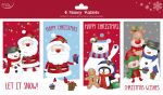 Pack of 4 Christmas Money Wallet Card - Xmas Characters Cute - Glittered