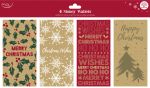 Pack of 4 Christmas Money Wallet Card - Xmas Kraft 100% Recyclable - Eurowrap