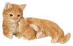 Ginger Cat Mother & Baby Kitten - Lifelike Garden Ornament - Indoor or Outdoor - Real Life