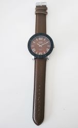 ETON Mens Watch Jumbo Leather Strap Brown Chrome & Black - 3245J