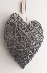 Extra Large Grey Washed Willow Heart 3D Decorative - 50cm