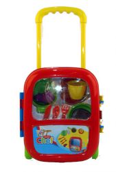Tea Set in Wheelie Trolley - Pretend Play Young Chef