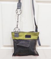 Wilkie Snaffle Bit Grey Leather Green Handbag Upcycled - Joey D