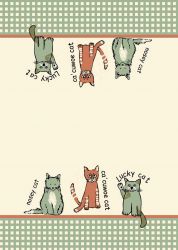 Happy Cat Collection - Set of 3 Tea Towels - 100% Cotton - Highlands