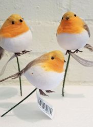 Robin Fat Reggie Bird Pick x 3 - 18cm - Sincere