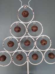 Christmas White Metal Bauble Bell Tree - Rustic 85cm 