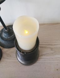 Rustic Distressed Metal LED Lamp Candle Set 