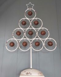 Christmas White Metal Bauble Bell Tree - Rustic 85cm 