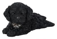 Cockapoo Laying Black Puppy Dog - Lifelike Ornament Gift - Indoor Outdoor - Pet Pals