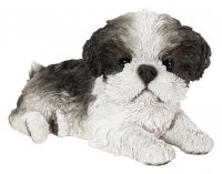 Shih Tzu Black Laying Puppy Dog - Lifelike Ornament Gift - Indoor Outdoor - Pet Pal