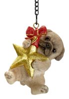 Vivid Arts Hanging Mini Star Pug Fawn Puppy Dog Ornament - Indoor or Outdoor