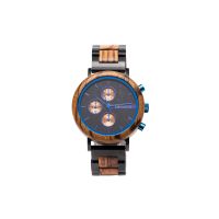 Dahlia Zebrano Wood Blue Mens Watch - Botanica 