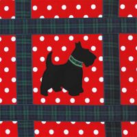 Greetings Card Open - Black Scottie Dog