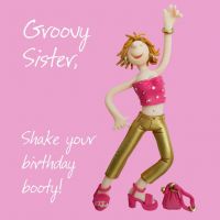 Birthday Card - Groovy Sister - Female Funny One Lump Or Two