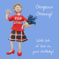 Birthday Card - Gorgeous Granny Top Gran - Female Funny One Lump Or Two