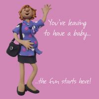 Leaving to Have A Baby Card - From All Of Us - Office Work Group Hug One Lump Or Two