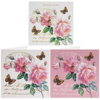 Note Card - 10 x Notelets - Redoute Rose Butterfly